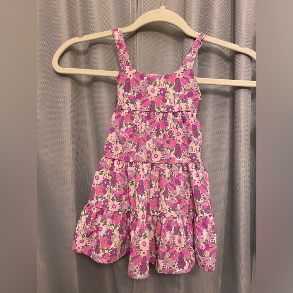 Social Standard Girl's Tiered Tie-Back Sleeveless Orchid Floral Dress 18m